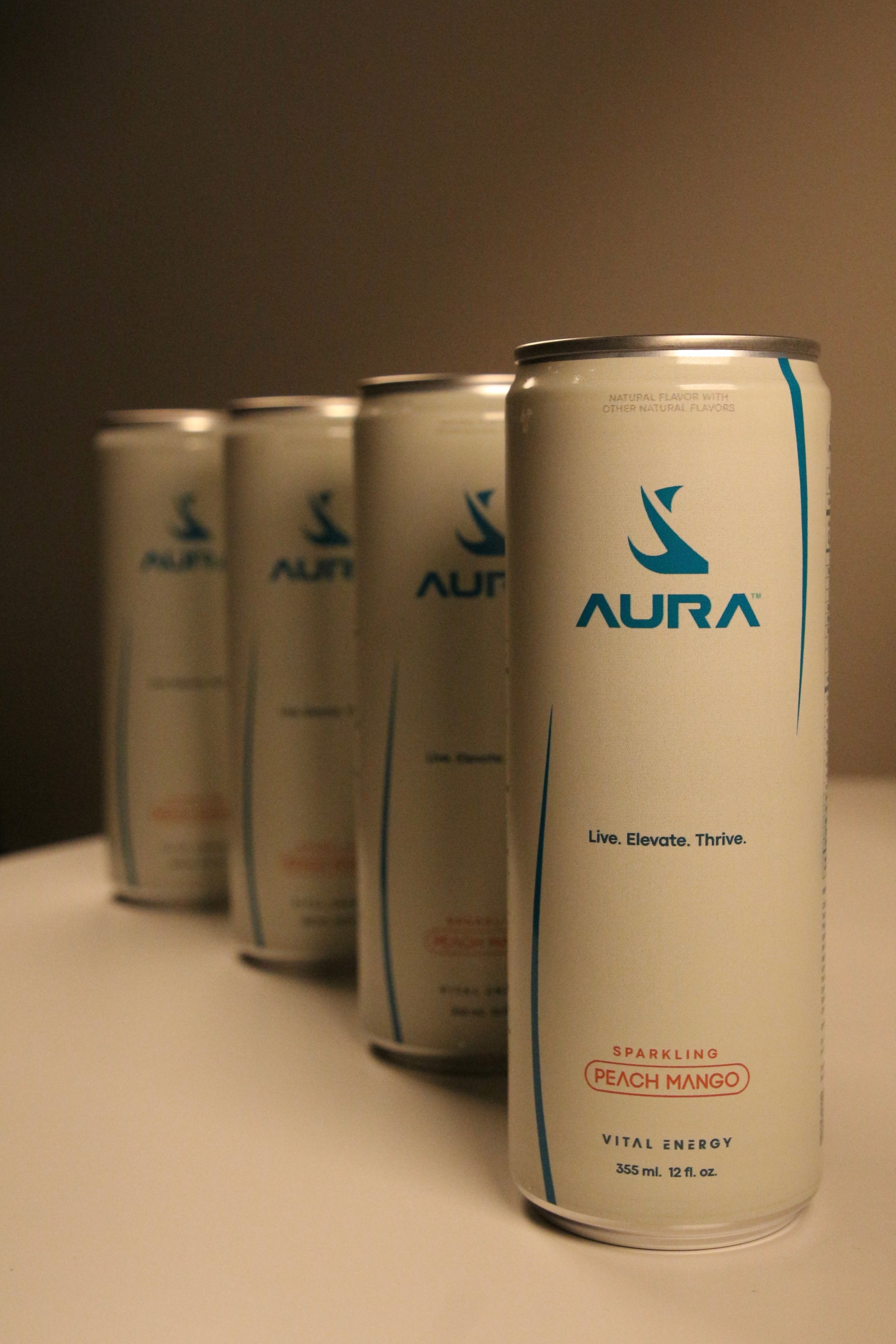 Aura Vitality Peach Mango Energy Drink 12-Pack Can
